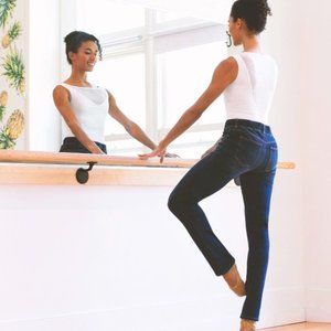 Betabrand Straight-Leg 4 pocket blue jean